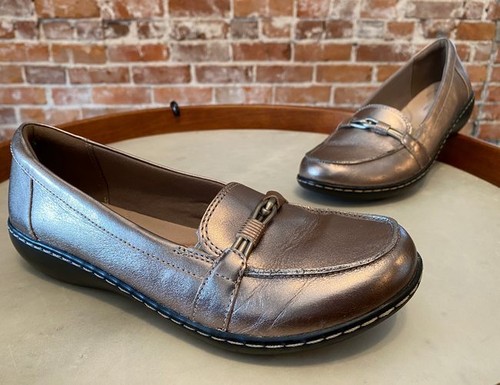 CLARKS Mocassino slip on slip on pelle peltro cenere voto vendita 8