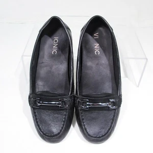 Vionic US 5 / EU 36 schwarze Leder "Kenya" Horsebit Detail Slipper Halbschuhe / Flats - Bild 1 von 12