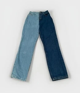 Nasty Gal Half & Half Two-Tone Straight Leg Denim Jeans Women's Size 2 Preowned - Picture 1 of 11