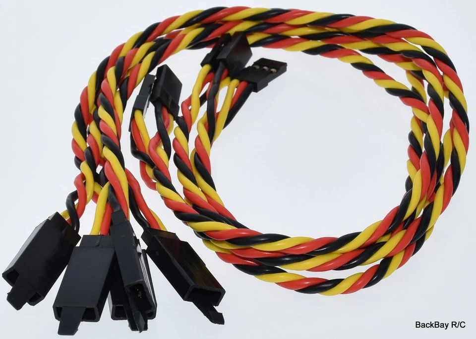 (5) 30CM Twisted 20awg Servo Extension Leads JR / Hitec w/ Built In Safety Clips - Image 1 of 3