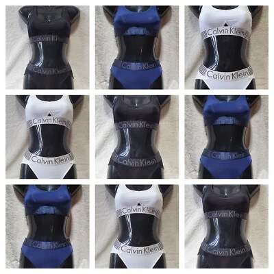 Calvin Klein 2023 Bralette Women CK Silk Satin Sports Bra Briefs 2 Pc BNWT - Image 1 of 4