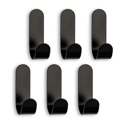 Wandhaken 6 Haken selbstklebend Edelstahl schwarz Kleiderhaken Handtuch SEBSON - Bild 1 von 4