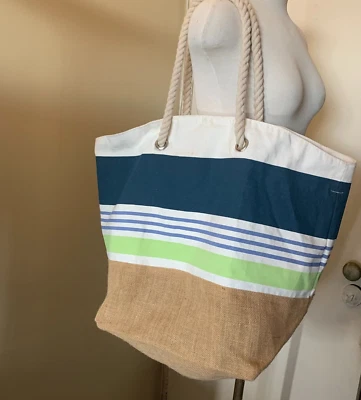 ENORME Bolso de Mano Tommy Bahama con Asa Superior Compras Playa Resort Azul Ligero T Foto 1 de 4