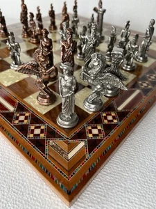 Luxury Handmade Mythology Chess Set – Pegasus Zamak Pieces & Wooden Board - Picture 1 of 14
