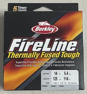 BERKLEY FIRELINE THERMALLY FUSED TOUGH 14 LB 125 YRDS SMOKE COLOR BRAID - Picture 1 of 8