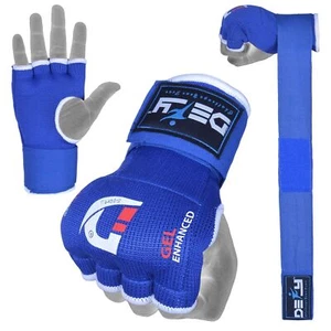 Gel Padded Inner Gloves with Hand Wraps MMA Muay Thai Boxing Bandage Fight Blue - Picture 1 of 7