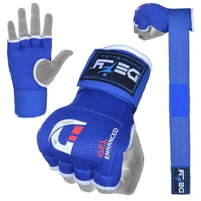Gel Padded Inner Gloves with Hand Wraps MMA Muay Thai Boxing Bandage Fight Blue - Image 1 of 4