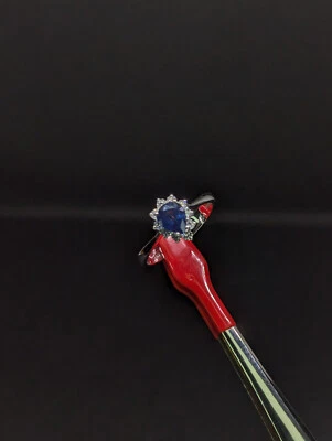 0.86 ct Natural Sapphire and Diamond Engagement Ring in 18ct White Gold UK - Image 1 of 4