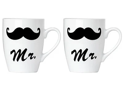 Set of Mr. and Mr. Coffee or Tea Mugs Gift Box Marriage Wedding Love Couple - Image 1 of 2
