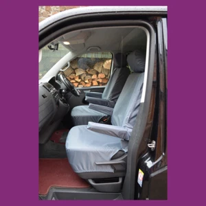 VW T6 Caravelle 2015+ Tailored Waterproof Grey Front Pair Seat Covers - Picture 1 of 2