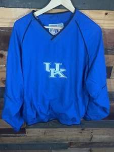 Retro Kentucky Wildcats NCAA Vintage Blue Windbreaker Jacket Large Genuine Stuff - Picture 1 of 8