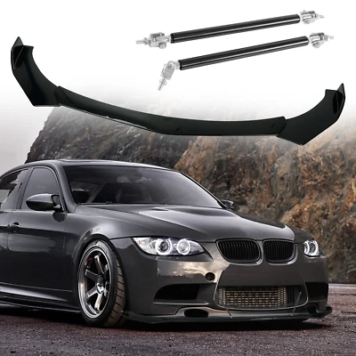 Car Front Bumper Lip Splitter Spoiler+2xStrut Rods For BMW E90 E91 E92 325i 335i - Image 1 of 4