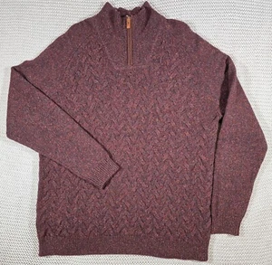 Tommy Bahama Irazu 1/2 Zip Sweater Men Sz L Plum Wool Silk Blend Granpacore - Picture 1 of 11