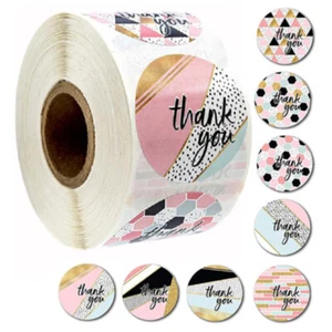 US 1 roll 500pcs 1‘’ Thank You Stickers Round Love Label Wedding Gifts Art Craft - Picture 1 of 8