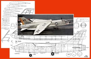 Model Airplane Plans (RC): F8E Crusader Scale 58" Span for .60 by Franz Meier - Picture 1 of 4