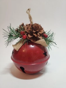 Jingle Bell Rustic Red Farmhouse Style Hanging Ornament  - Picture 1 of 3