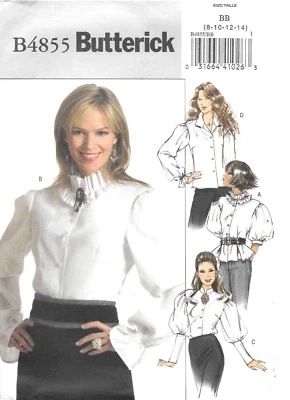 Uncut Butterick Sewing Pattern # B4855 Misses' Petite Blouse Sizes: 8-10-12-14 - Image 1 of 2
