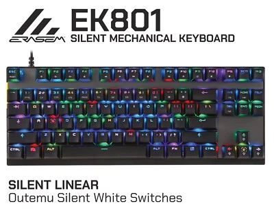 Erasem EK801-SL Silent Mechanical Keyboard - TKL 80% - Silent Linear Switches - Image 1 of 4