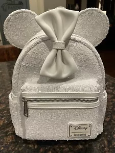 Neu Disney Parks Loungefly Rucksack Minnie Mouse Pailletten Hochzeit Neu mit Etikett - Bild 1 von 6