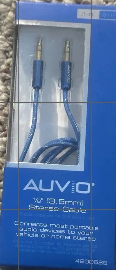 (2) Cable auxiliar de audio estéreo de 3 pies AUVIO de alta resistencia punta dorada de 1/8" (3,5 mm) - 4200689 Foto 1 de 1