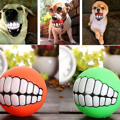 Dog Ball Teeth Silicone Toy Chew Squeaker Squeaky Sound Dog Puppy Play ToysF.jh • 4.39€