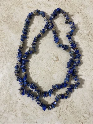 Винтажное ожерелье из лазурита юго-западный кусок самородка скол 35 дюймов одна нить синий - Изображение 1 из 4