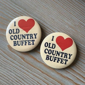 2 Vintage I Love Old Country Buffett Pinback Button - Picture 1 of 5