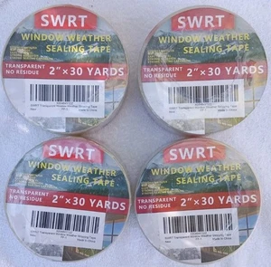 (4) 2 Zoll x 30 Yard/90 Fuß transparentes Fenster Wetter Dichtband, keine Rückstände Isolierung  - Bild 1 von 1