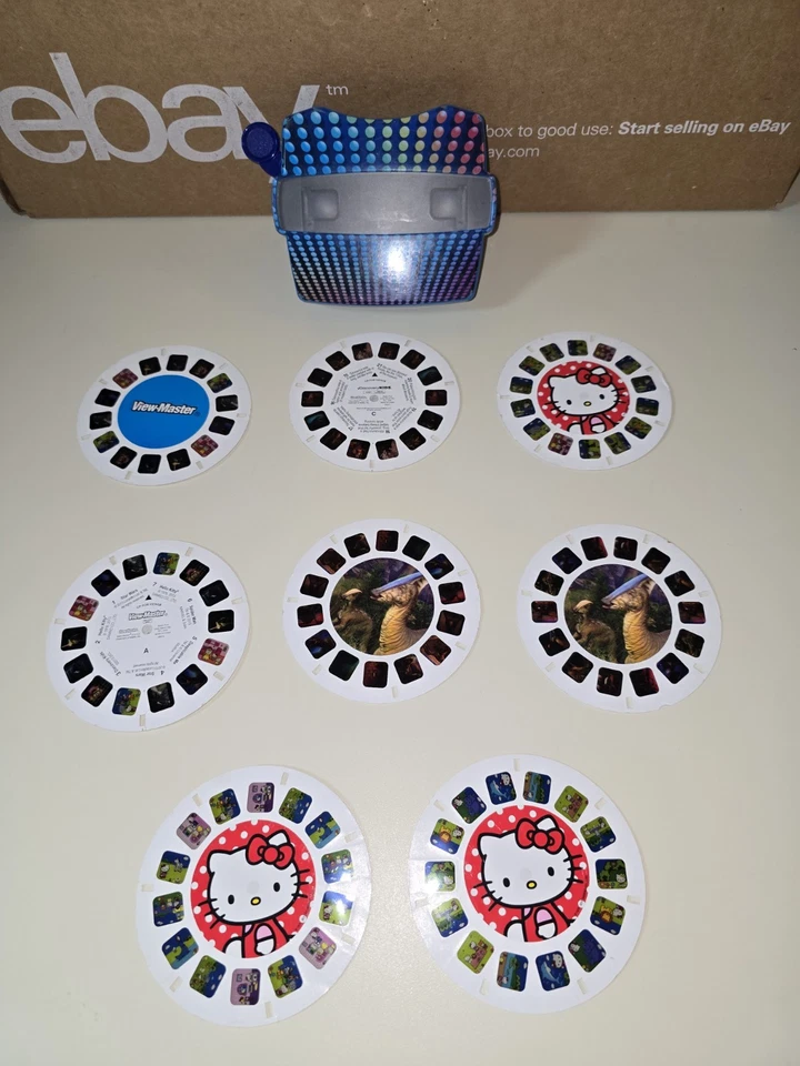 2013 View Master 3D Viewer Blue Tec Dots USA with 8 Reels Hello Kitty Star Wars - Image 1 of 4