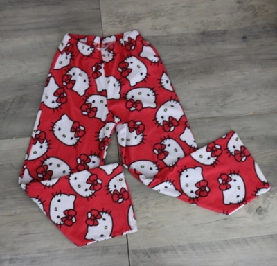 Hello Kitty Youth Girls Size 6/6X Pull On Fleece Pajama Bottoms Pants Pink White - Image 1 of 4