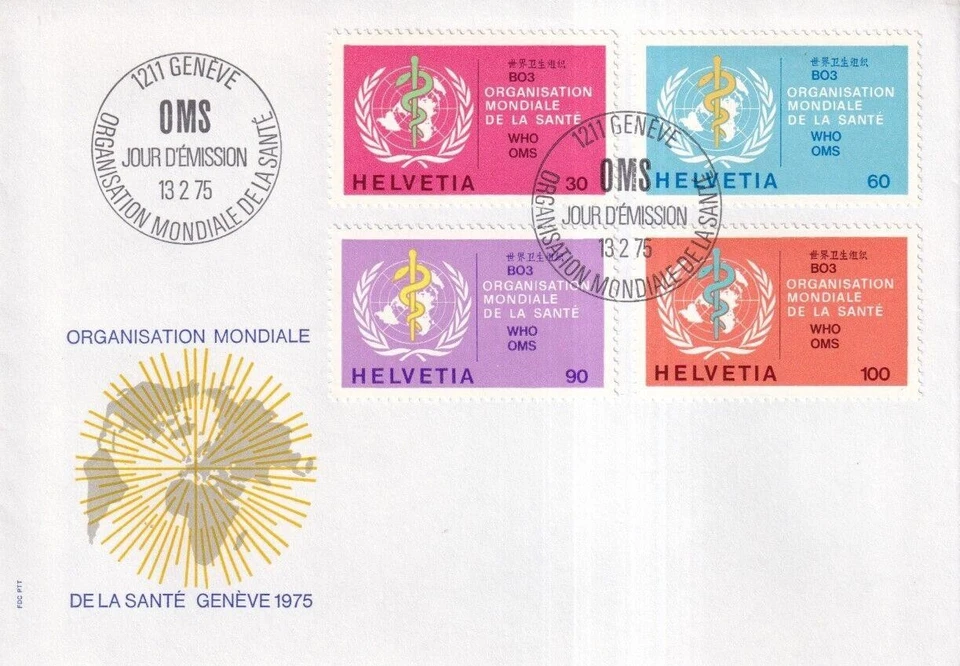SA38f Suiza 1975 Organización Mundial de la Salud FDC Foto 1 de 1