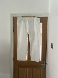 The White Company 100% linen wide leg Pocket Casual white Trousers Size 14 - Picture 1 of 11