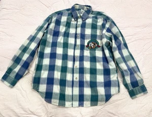 The Disney Store Vintage Shirt Mens L Green Mickey Mouse Flannel Button Up - Picture 1 of 10