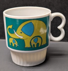 Taza apilable vintage de los años 70 diseño elefante japonés café té 3,5"H x 3"W - Imagen 1 de 6