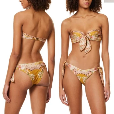 Conjunto de bikini Zimmermann Wylie floral bufanda-corbata talla 1/AU10/UK10/US4-6/EU38/M -NUEVO CON ETIQUETAS Foto 1 de 4