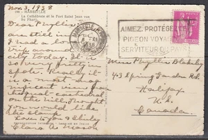 France - Nov 1938 Post Card to Canada - Picture 1 of 2