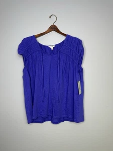 Terra & Sky gerafftes Top Shirt zum Binden ärmellos lila Pluto Größe 1X - Bild 1 von 7
