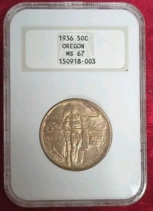 1936-P 50c. Oregon Commemorative Half Dollar NGC MS-67 - Picture 1 of 4