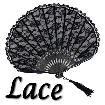  Ventilador de mano plegable con marco de bambú "Sexy Lace 9,06" (23 cm) para mujer - carcasa negra Foto 1 de 4