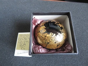 Isle of Wight Pink Azurene and Gold Leaf Glass Paperweight by Michael Harris - Picture 1 of 7