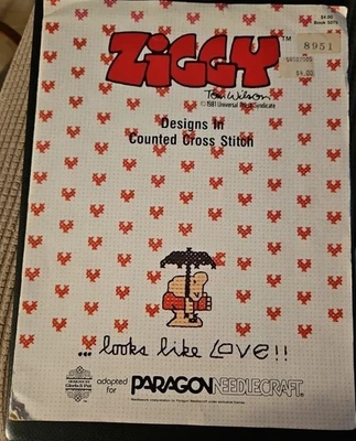 VINTAGE ZIGGY DESIGNS IN COUNTED CROSS STITCH LOOKS LIKE LOVE 1981 Paragon - Image 1 of 4