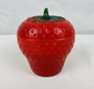"Jarro de mermelada de fresa con tapa de vidrio de leche Hazel Atlas de colección olla azucarero 4""" - Imagen 1 de 9