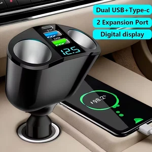 ANNJIATUU Dual USB Type-C Car Charger with Digital Display, 2 Ports, 12V-24V  - Picture 1 of 6