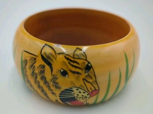 Holz Armreif Tiger Vintage Mode Chunky Armband Made In India 1 1/2 Zoll - Bild 1 von 5