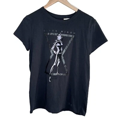Black Widow Graphic T-Shirt By Marvel on Black Under armour cotton stretch Top M - Image 1 of 4