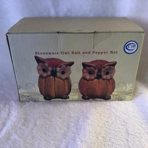 New in Box Fall Harvest Owl New Salt And Pepper Shakers - Picture 1 of 6