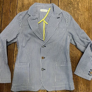 ORIGINAL MARINES Boys Size 9 10 Blue jacket blazer seersucker spring blue italy - Picture 1 of 13