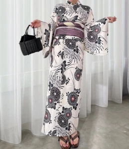 Japanischer Sommer Kimono Yukata Blumenmuster Kimono und Obi Set Damen "  - Bild 1 von 11