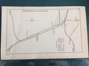 LONGVILLE PETERBOROUGH WALTON FLETTON EYE GREEN OVERTON GER RAILWAY MAP 1902 - Picture 1 of 6