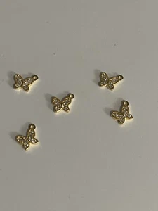JM 925 Sterling silver Double Heart Connector gold plated pendant cubic zirconi - Picture 1 of 5